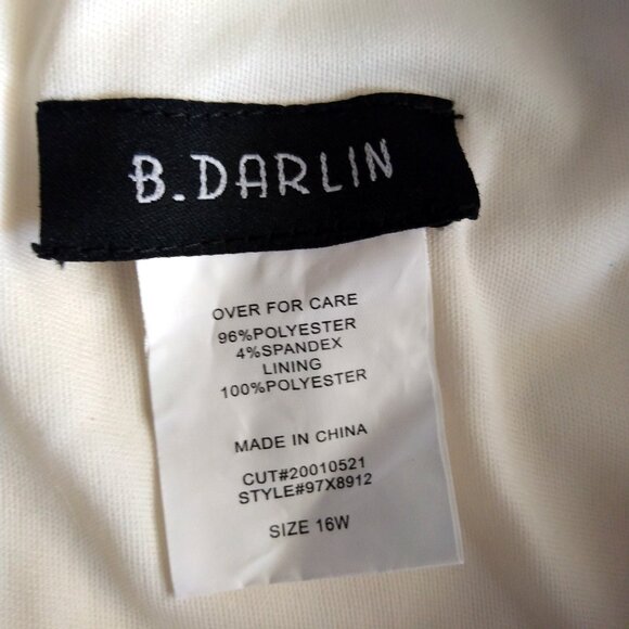 B. Darlin Plus Size Cream Metallic-Print A-Line Dress Size 16 - Picture 4 of 4